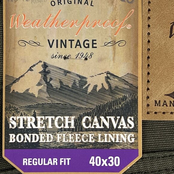 NWT Weatherproof Vintage Men Bonded Fleece Lined Green Canvas Pant 40x30 Regular - Picture 5 of 16